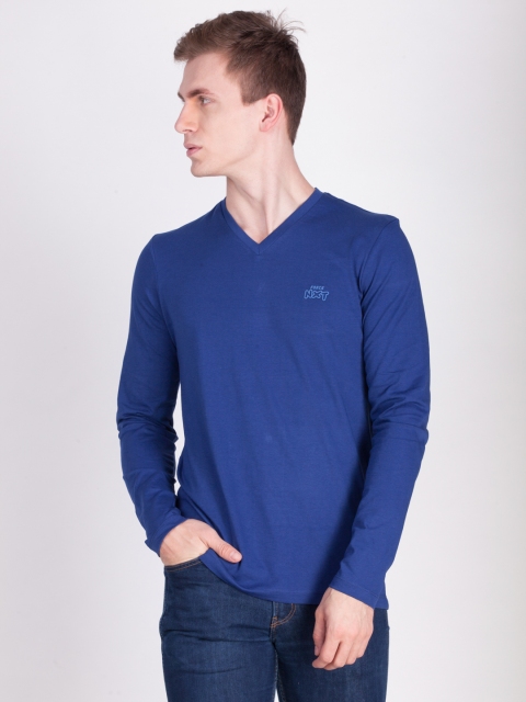 

Force NXT Men Blue Solid V-Neck T-shirt
