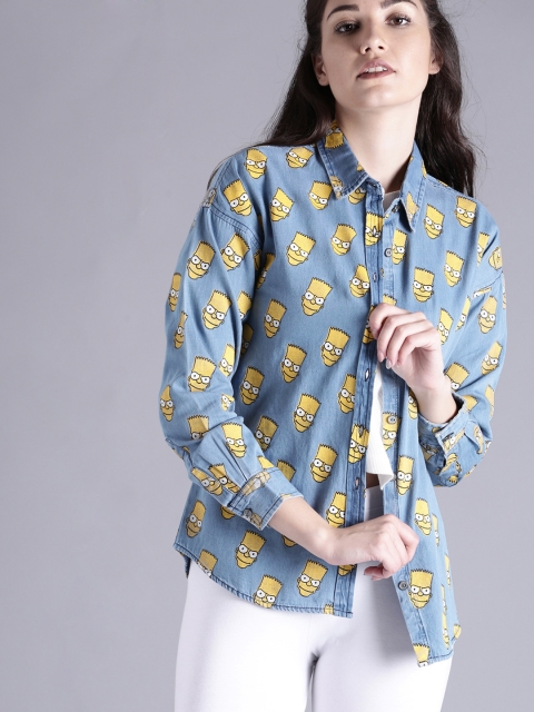 

The Simpsons Women Blue Regular Fit Printed Casual Shirt