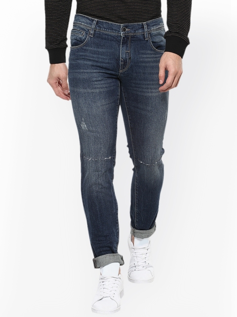 

Antony Morato Men Blue Slim Fit Mid-Rise Low Distress Jeans