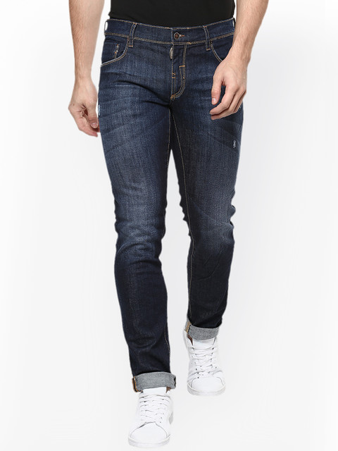 

Antony Morato Men Blue Slim Fit Mid-Rise Low Distress Jeans