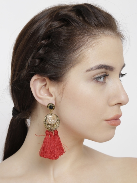 

Shining Diva Fashion Red Contemporary Chandbalis