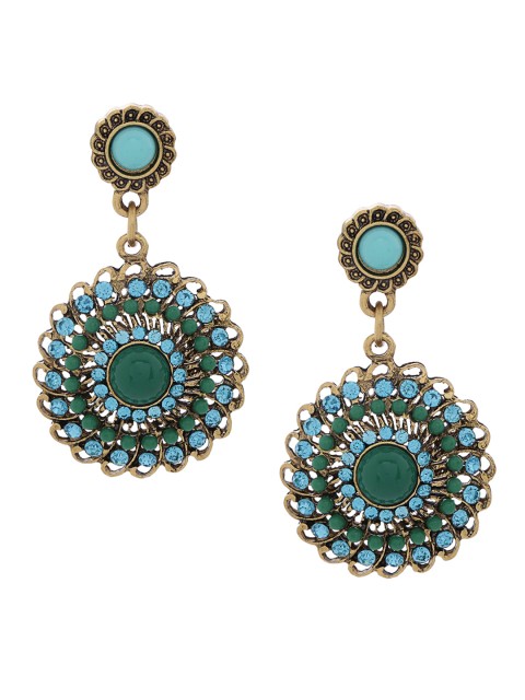 

Shining Diva Green & Blue Contemporary Chandbalis