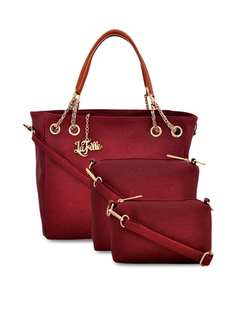 

LaFille Maroon Solid Handheld Bag