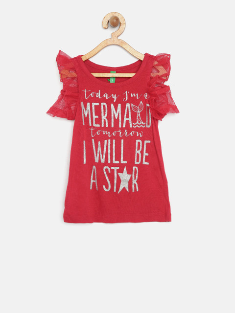 

United colors of Benetton Girls Red Printed Top