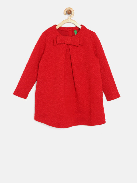 

United Colors of Benetton Girls Red Self Design A-Line Dress