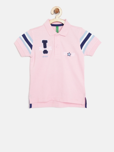

United Colors of Benetton Boys Pink Solid Polo Collar T-shirt