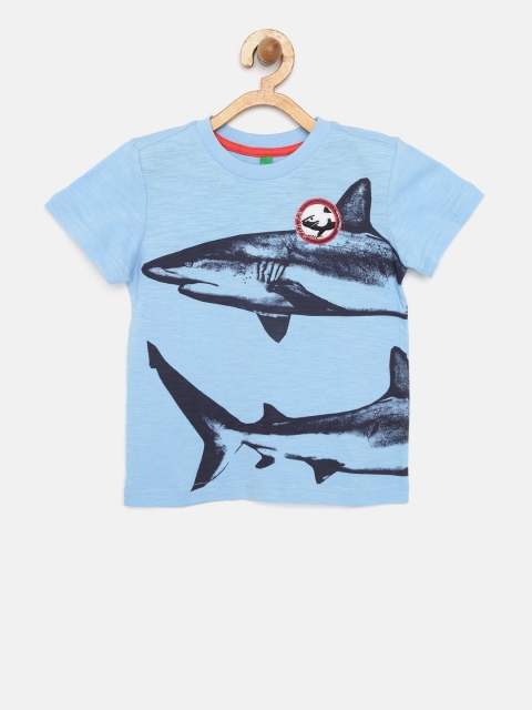 

United Colors of Benetton Boys Blue Printed Round Neck T-shirt