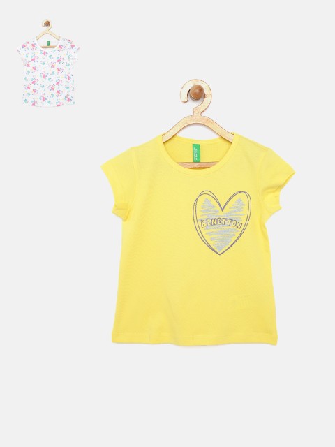 

United Colors of Benetton Girls Pack of 2 Printed T-shirts, Yellow