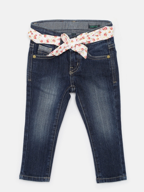 

United Colors of Benetton Girls Navy Blue Slim Fit Clean look Stretchable Jeans