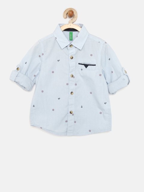 

United Colors of Benetton Boys Blue Printed Casual Shirt