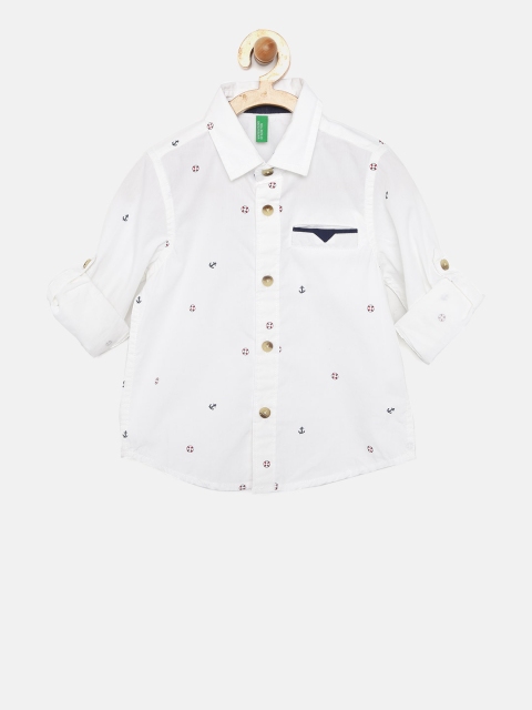 

United Colors of Benetton Boys Off-White Printed Casual Shirt