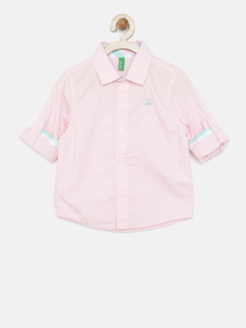 

United Colors of Benetton Boys Pink Solid Casual Shirt