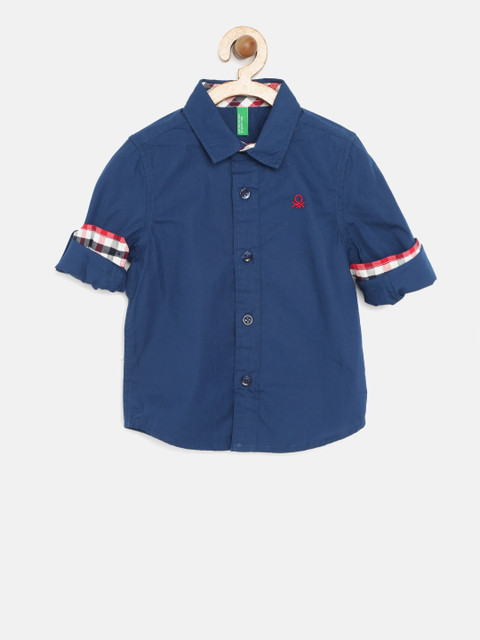 

United Colors of Benetton Boys Navy Solid Casual Shirt, Navy blue