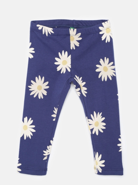 

United Colors of Benetton Girls Navy Floral Print Leggings, Navy blue
