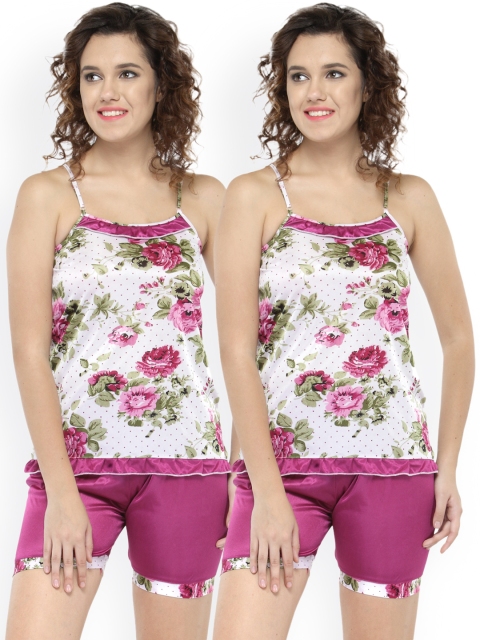 

N-Gal Magenta & White Printed Lounge Set NSR11