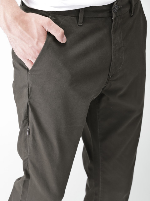 

Mast & Harbour Men Coffee Brown Slim Fit Solid Chinos