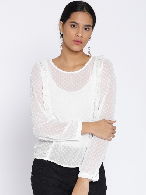 

ONLY Women White Self-Design Top