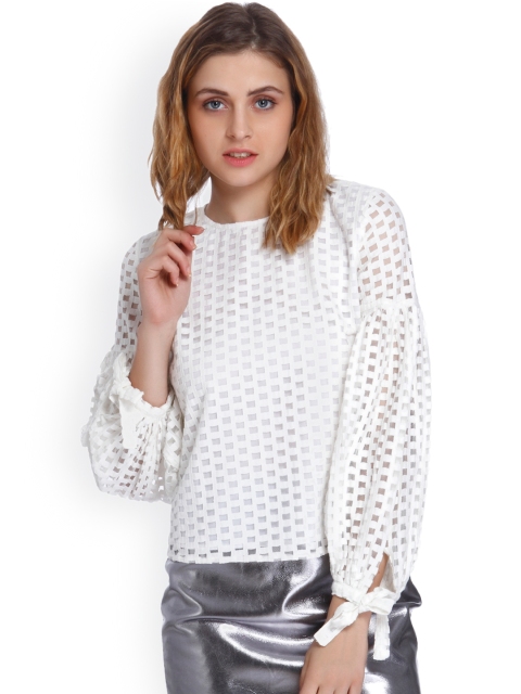 

ONLY Women White Self Design Top