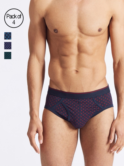

Marks & Spencer Men Pack of 4 Navy Printed Briefs 6792S, Navy blue