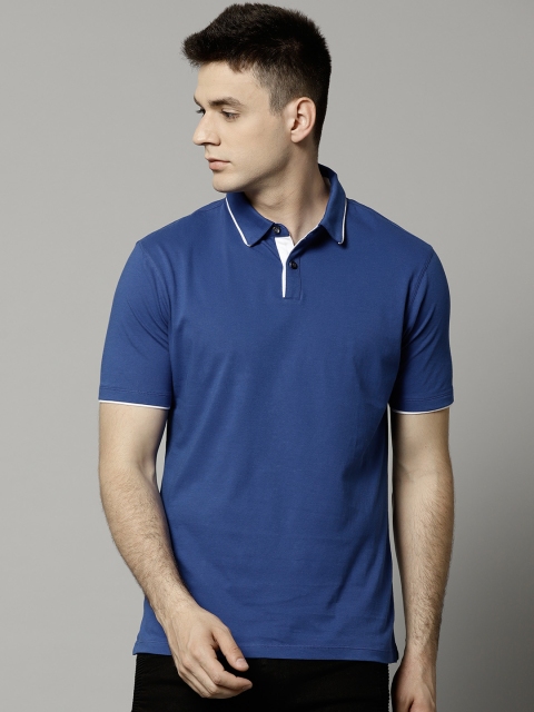

Marks & Spencer Men Navy Blue Solid Polo Collar T-shirt