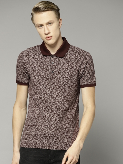 

Marks & Spencer Men Maroon Printed Polo Collar T-shirt