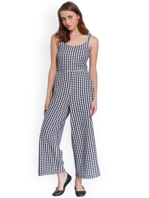 

ONLY Navy & White Checked Basic Jumpsuit, Navy blue