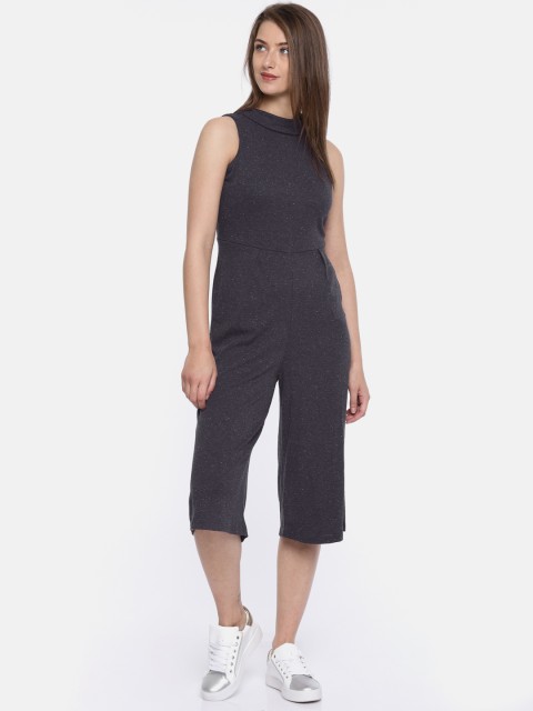 

ONLY Navy Blue Solid Culotte Jumpsuit