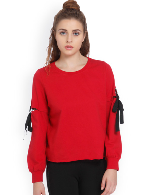 

ONLY Women Red Solid Sweatshirt