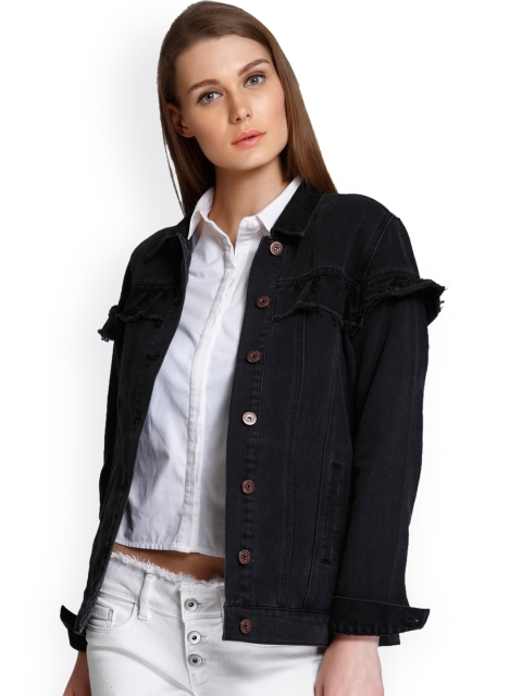 

ONLY Women Black Solid Denim Jacket
