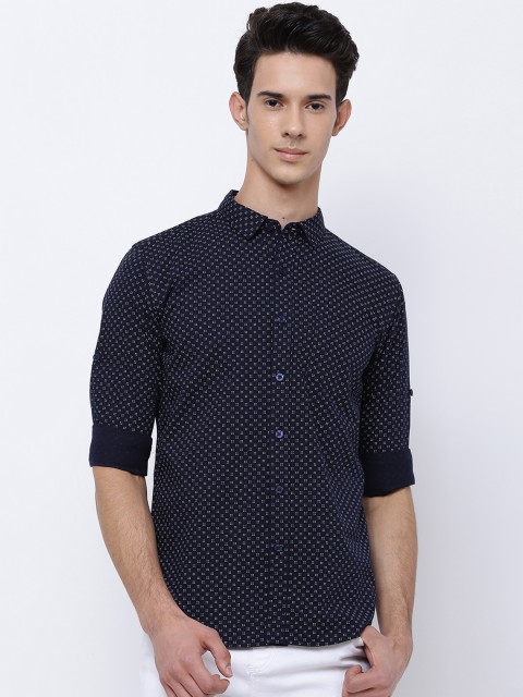 

HIGHLANDER Men Navy Blue Slim Fit Printed Casual Shirt