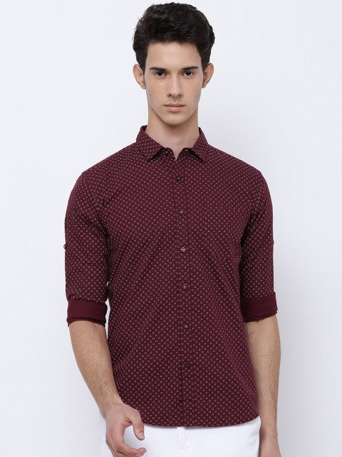 

HIGHLANDER Men Maroon Slim Fit Printed Casual Shirt