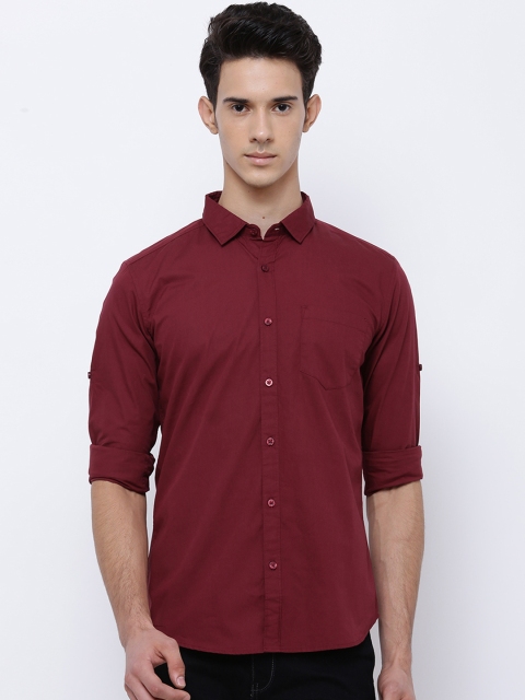 

HIGHLANDER Men Maroon Slim Fit Solid Casual Shirt