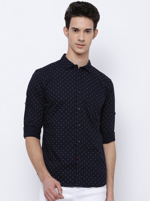 

HIGHLANDER Men Navy Blue Slim Fit Printed Casual Shirt