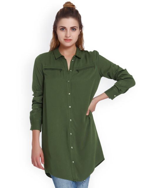 

Only Women Grey Slim Fit Solid Casual Longline Shirt