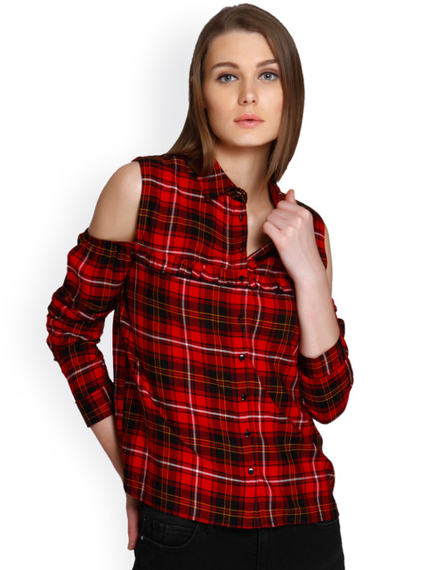 

Only Women Red & Black Regular Fit Checked Casual Shirt