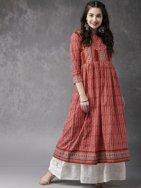 

Anouk Women Red & Beige Printed Anarkali Kurta