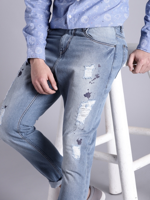 

Kook N Keech Men Blue Printed Anti Regular Fit Mid-Rise Mildly Distressed Jeans