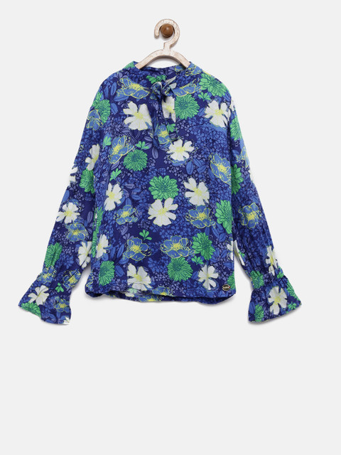 

U.S. Polo Assn. Kids Girls Blue Printed Top