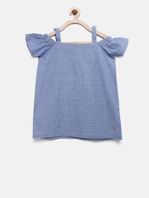 

U.S. Polo Assn. Kids Girls Blue Self Design Top