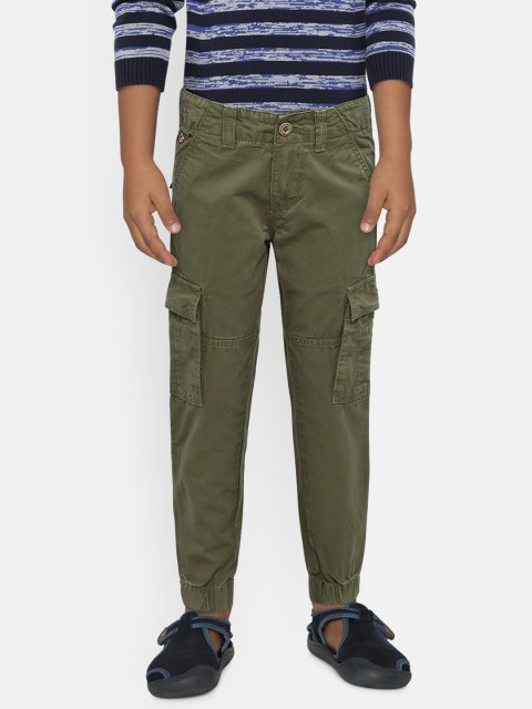 

U.S. Polo Assn. Kids Boys Olive Green Slim Fit Cargos