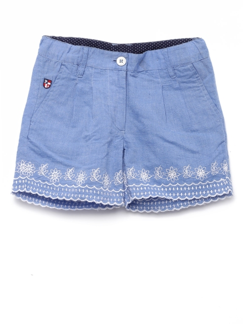 

U.S. Polo Assn. Kids Girls Blue Embroidered Shorts