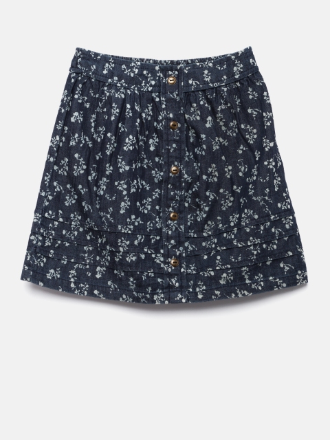 

U.S. Polo Assn. Kids Girls Blue Printed Chambray Skirt