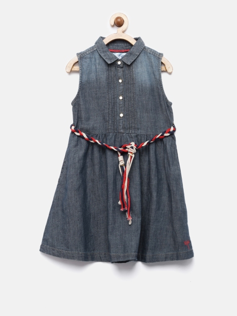 

U.S. Polo Assn. Kids Girls Blue Solid A-Line Dress
