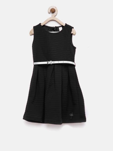 

U.S. Polo Assn. Kids Girls Black Solid A-Line Dress