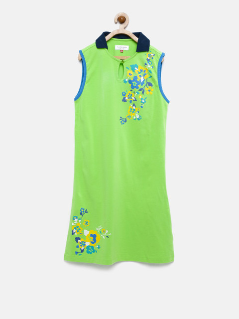 

U.S. Polo Assn. Kids Girls Green Printed T-shirt Dress