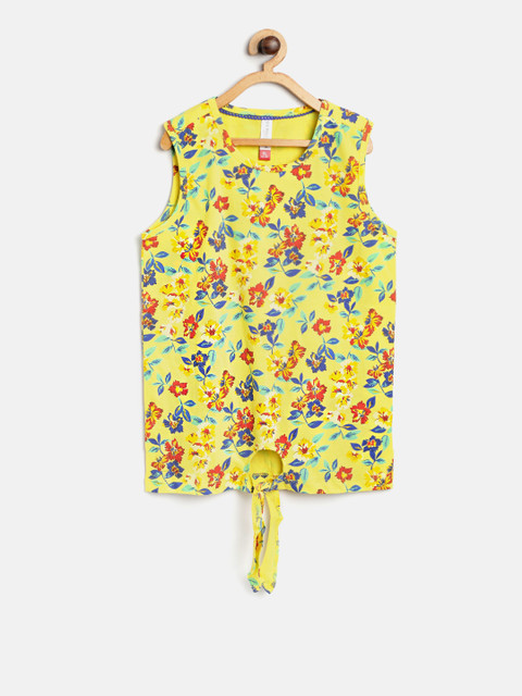 

U.S. Polo Assn. Kids Girls Yellow Printed Top