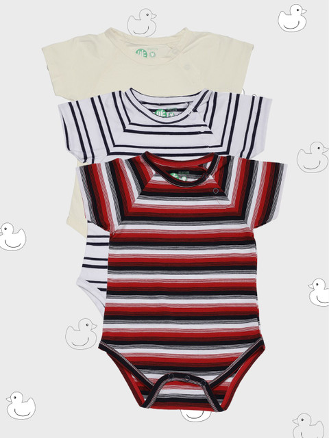 

YK Infant Infant Boys Pack of 3 Organic Cotton Sustainable Bodysuits, Off white