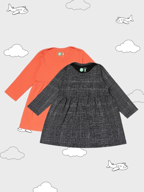 

YK Infant Girls Pack of 2 Organic Cotton A-Line Sustainable Dresses, Coral