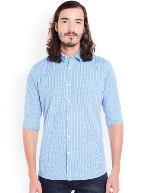 

Lawman pg3 Men Blue & White Slim Fit Checked Casual Shirt