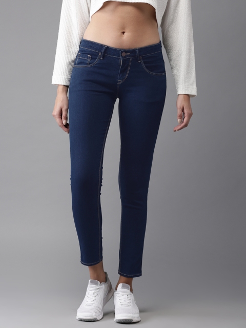 

HERE&NOW Women Blue Skinny Fit Mid-Rise Clean Look Stretchable Cropped Jeans